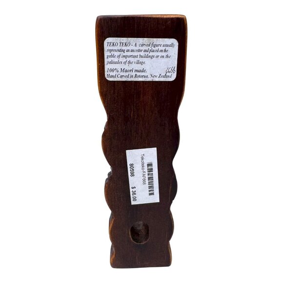 Hand Carved Maori Teko Teko Wooden Statue Ancestral Art From New Zealand 7" Tiki - Picture 3 of 9